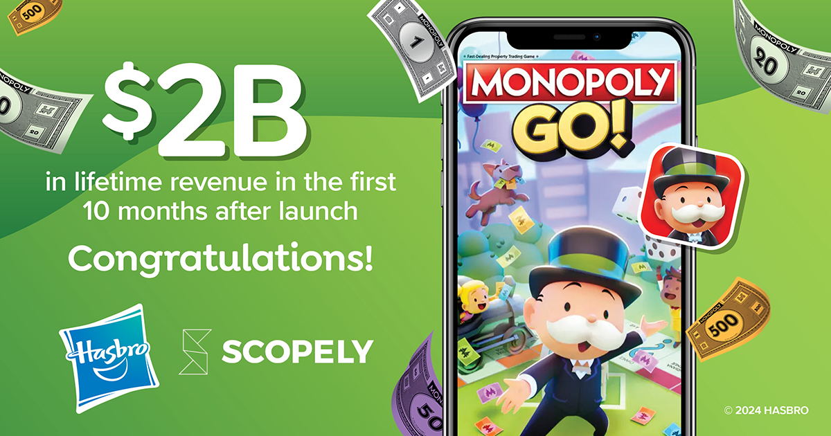 MONOPOLY GO! advances to $2 billion in revenue in first 10 months